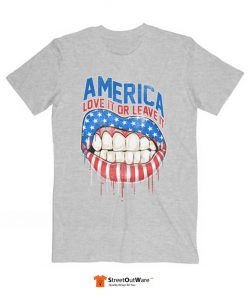 America Love It Or Leave It T Shirt Grey