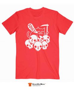 Cat Skeleton T Shirt Red