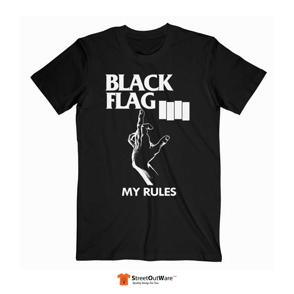 Black Flag My Rules Band T Shirt friendly prices - Streetoutware.com