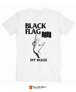 Black Flag My Rules Band T Shirt White